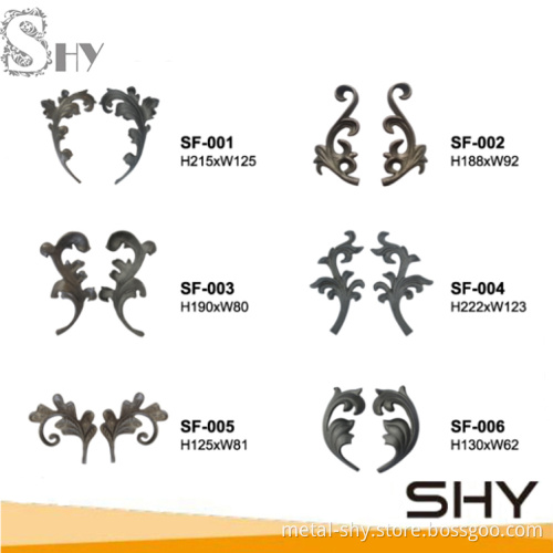 wrought cast iron ornament flower and leave for decoration